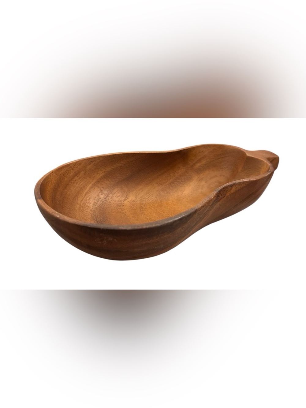 Genuine artisan vintage monkey pod bowl pear shape made in Philippines fall